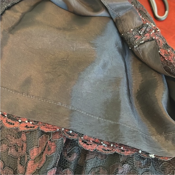 Pantagis Lace Black and Red Evening Cocktail Strapless Mini Dress  Size Small - Picture 7 of 9